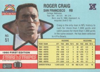 1990 Asher Candy Stars 'n Stripes #51 Roger Craig Back