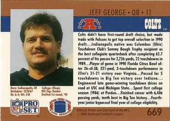 1990 Pro Set - Draft Day Bronze #669 Jeff George Back