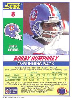 1990 Score 100 Hottest #8 Bobby Humphrey Back