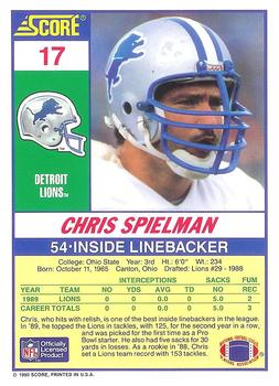 1990 Score 100 Hottest #17 Chris Spielman Back