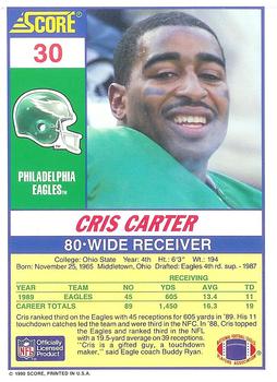 1990 Score 100 Hottest #30 Cris Carter Back