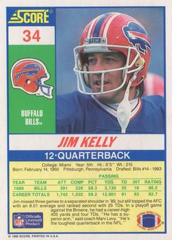 1990 Score 100 Hottest #34 Jim Kelly Back