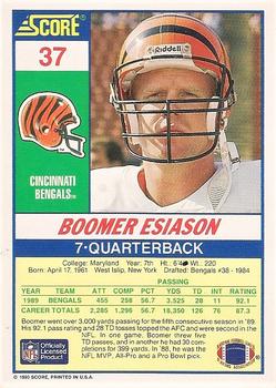 1990 Score 100 Hottest #37 Boomer Esiason Back