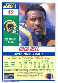 1990 Score 100 Hottest #42 Greg Bell Back