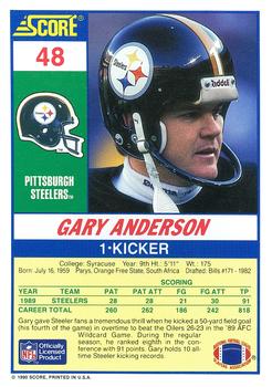 1990 Score 100 Hottest #48 Gary Anderson Back