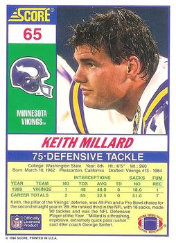1990 Score 100 Hottest #65 Keith Millard Back