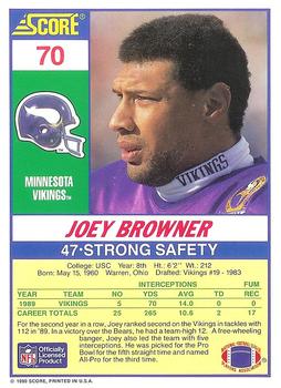 1990 Score 100 Hottest #70 Joey Browner Back