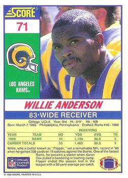 1990 Score 100 Hottest #71 Willie Anderson Back