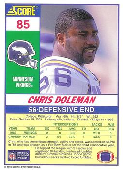 1990 Score 100 Hottest #85 Chris Doleman Back