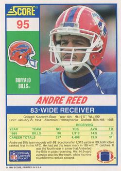 1990 Score 100 Hottest #95 Andre Reed Back