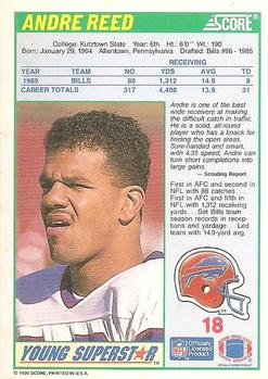 1990 Score - Young Superstars #18 Andre Reed Back