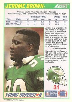 1990 Score - Young Superstars #31 Jerome Brown Back