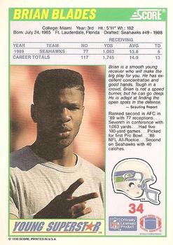 1990 Score - Young Superstars #34 Brian Blades Back