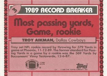 1990 Topps - Collector's Edition (Tiffany) #3 Troy Aikman Back