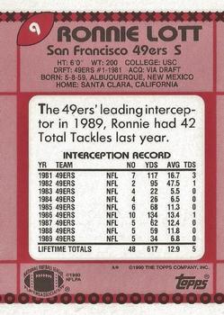 1990 Topps - Collector's Edition (Tiffany) #9 Ronnie Lott Back