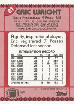 1990 Topps - Collector's Edition (Tiffany) #21 Eric Wright Back