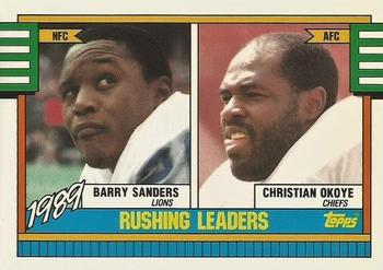1990 Topps - Collector's Edition (Tiffany) #28 Barry Sanders / Christian Okoye Front