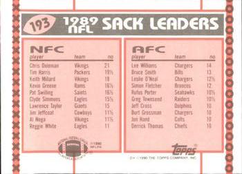 1990 Topps - Collector's Edition (Tiffany) #193 1989 Sack Leaders - Chris Doleman / Lee Williams Back