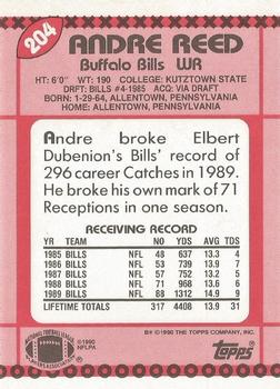 1990 Topps - Collector's Edition (Tiffany) #204 Andre Reed Back