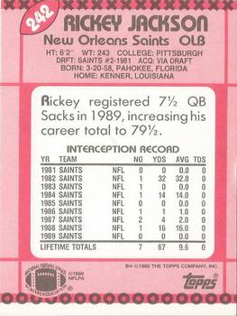 1990 Topps - Collector's Edition (Tiffany) #242 Rickey Jackson Back