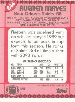 1990 Topps - Collector's Edition (Tiffany) #244 Rueben Mayes Back