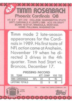 1990 Topps - Collector's Edition (Tiffany) #434 Timm Rosenbach Back