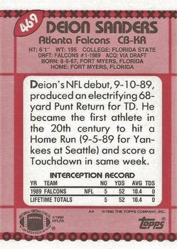 1990 Topps - Collector's Edition (Tiffany) #469 Deion Sanders Back