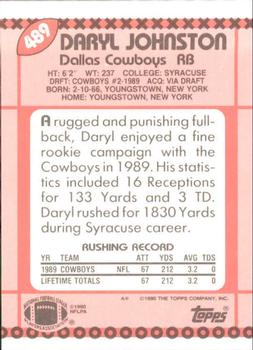 1990 Topps - Collector's Edition (Tiffany) #489 Daryl Johnston Back