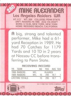 1990 Topps - Collector's Edition (Tiffany) #280 Mike Alexander Back