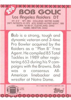 1990 Topps - Collector's Edition (Tiffany) #296 Bob Golic Back