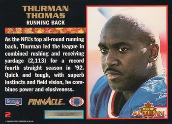 1993 Score - Pinnacle Men of Autumn #2 Thurman Thomas Back
