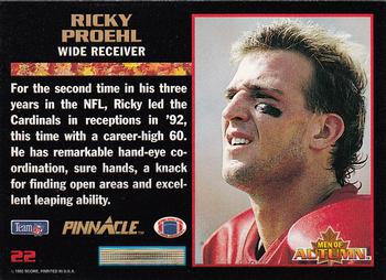 1993 Score - Pinnacle Men of Autumn #22 Ricky Proehl Back
