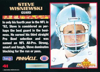 1993 Score - Pinnacle Men of Autumn #41 Steve Wisniewski Back