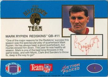 1991 Action Packed All-Madden #1 Mark Rypien Back