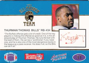 1991 Action Packed All-Madden #31 Thurman Thomas Back