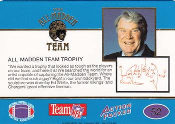 1991 Action Packed All-Madden #52 All-Madden Team Trophy Back
