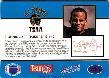 1991 Action Packed All-Madden - 24K Gold #26G Ronnie Lott Back