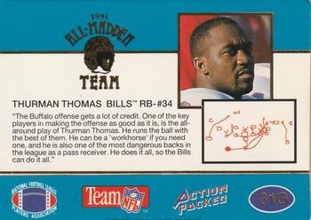 1991 Action Packed All-Madden - 24K Gold #31G Thurman Thomas Back