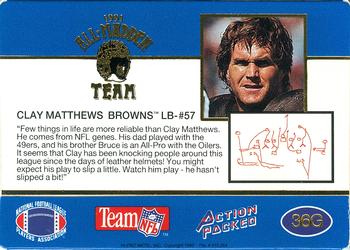 1991 Action Packed All-Madden - 24K Gold #36G Clay Matthews Back