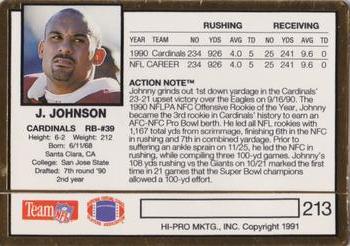 1991 Action Packed - Withdrawals #213 Johnny Johnson Back