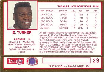 1991 Action Packed Rookie/Update - 24K Gold #2G Eric Turner Back