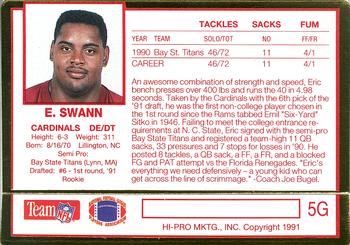 1991 Action Packed Rookie/Update - 24K Gold #5G Eric Swann Back