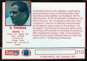 1991 Action Packed Rookie/Update - 24K Gold #21G Stan Thomas Back