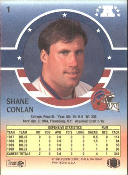 1991 Fleer Stars 'n Stripes #1 Shane Conlan Back