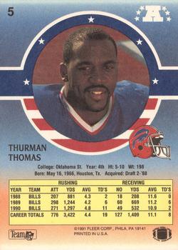 1991 Fleer Stars 'n Stripes #5 Thurman Thomas Back