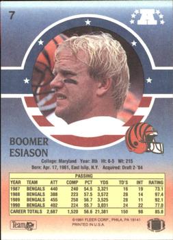 1991 Fleer Stars 'n Stripes #7 Boomer Esiason Back