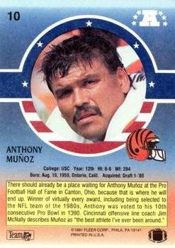 1991 Fleer Stars 'n Stripes #10 Anthony Munoz Back