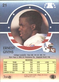 1991 Fleer Stars 'n Stripes #21 Ernest Givins Back