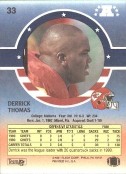 1991 Fleer Stars 'n Stripes #33 Derrick Thomas Back