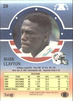 1991 Fleer Stars 'n Stripes #39 Mark Clayton Back